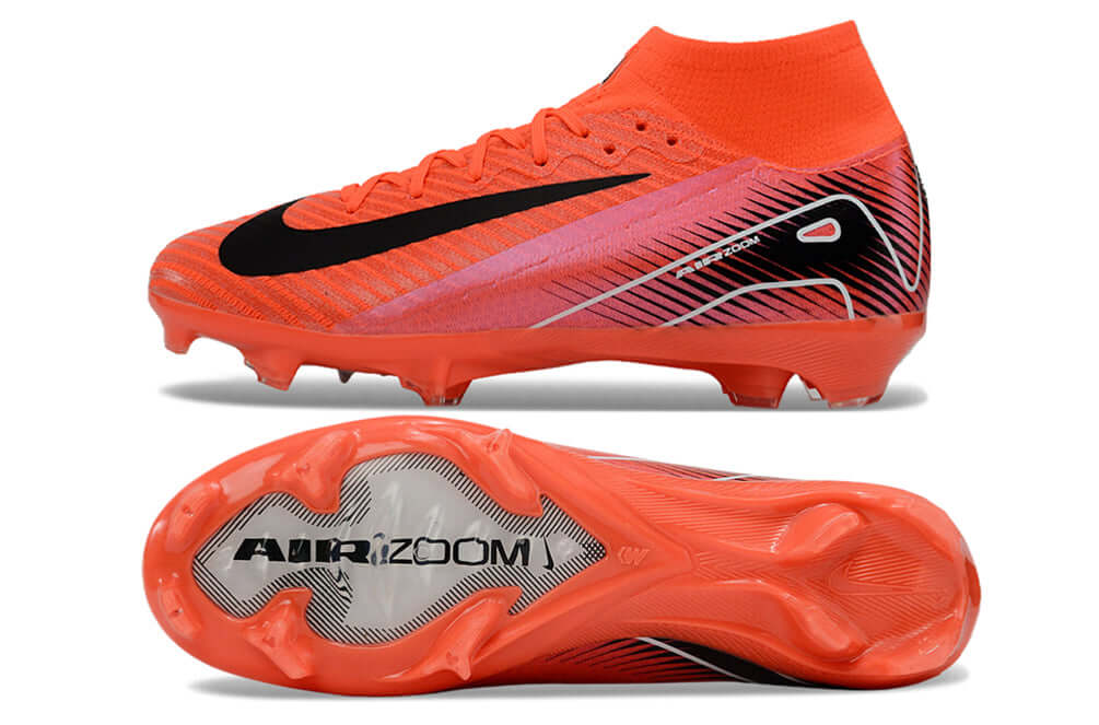 Chuteira Nike Air Zoom Mercurial Superfly 10 Elite FG em destaque mostrando partes laterais e sola