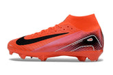 Chuteira Nike Air Zoom Mercurial Superfly 10 Elite FG em cor laranja vibrante, com design aerodinâmico.