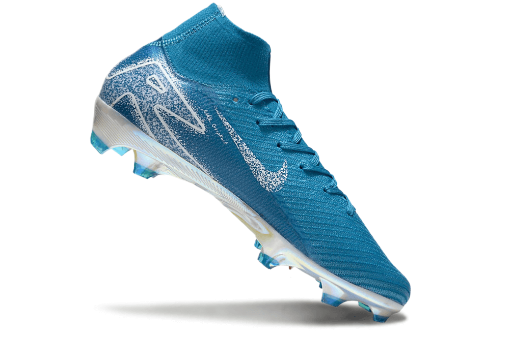 Chuteira Nike Air Zoom Mercurial Superfly 10 Elite FG em azul, ideal para jogadores de futebol que buscam desempenho.