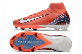 Chuteira Nike Air Zoom Mercurial Superfly 10 Elite FG - Laranja vista lateral e inferior com detalhes de design