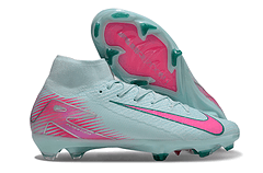 Chuteira Nike Air Zoom Mercurial Superfly 10 Elite FG- Pack Prism em cores azul claro e rosa.
