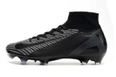 Chuteira Nike Air Zoom Mercurial Superfly 10 Elite FG em preto e cinza, ideal para velocidade e controle em campo.