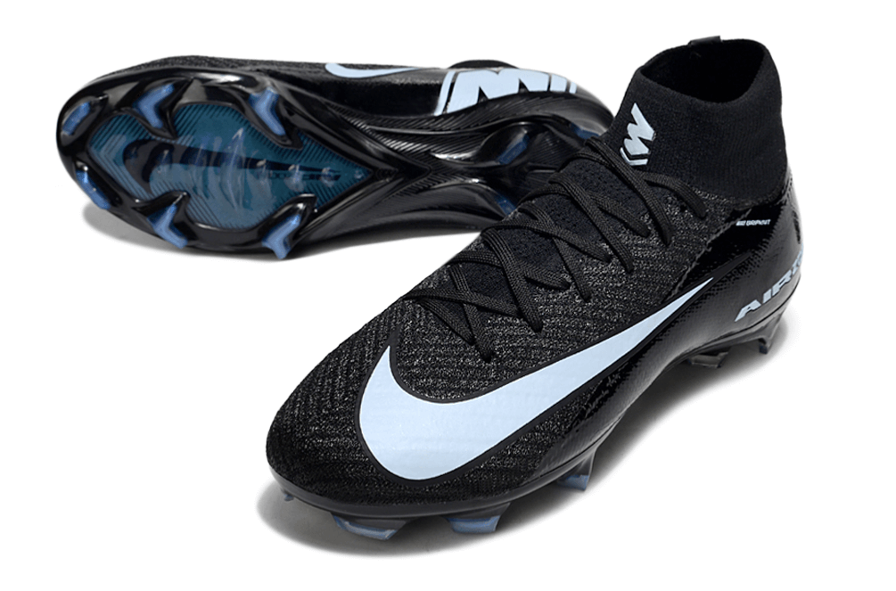 Chuteira Nike Air Zoom Mercurial Superfly 10 Elite FG Preta em preto, ideal para velocidade e desempenho no futebol.