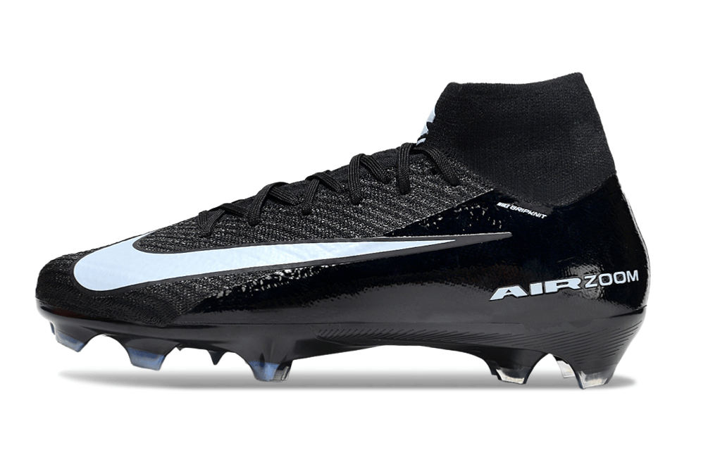 Chuteira Nike Air Zoom Mercurial Superfly 10 Elite FG Preta - Pack Shadow, ideal para velocidade e performance em campos de relva natural.
