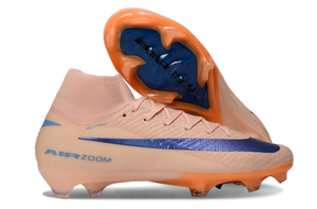 Chuteira Nike Air Zoom Mercurial Superfly 10 Elite FG Rosa e Azul em foco com design vibrante e tecnologia avançada.