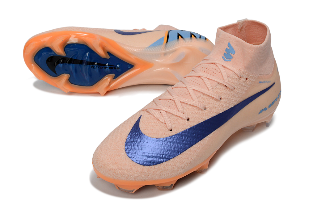 Chuteira Nike Air Zoom Mercurial Superfly 10 Elite FG Rosa e Azul com design vibrante e tecnologia avançada.