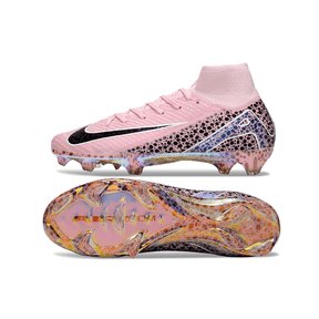 Chuteira Nike Air Zoom Mercurial Superfly 10 Elite FG Rosa Tiger com design em rosa e preto.