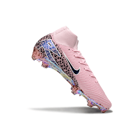 Chuteira Nike Air Zoom Mercurial Superfly 10 Elite FG Rosa Tiger em fundo branco, destacando design e tecnologia avançada.