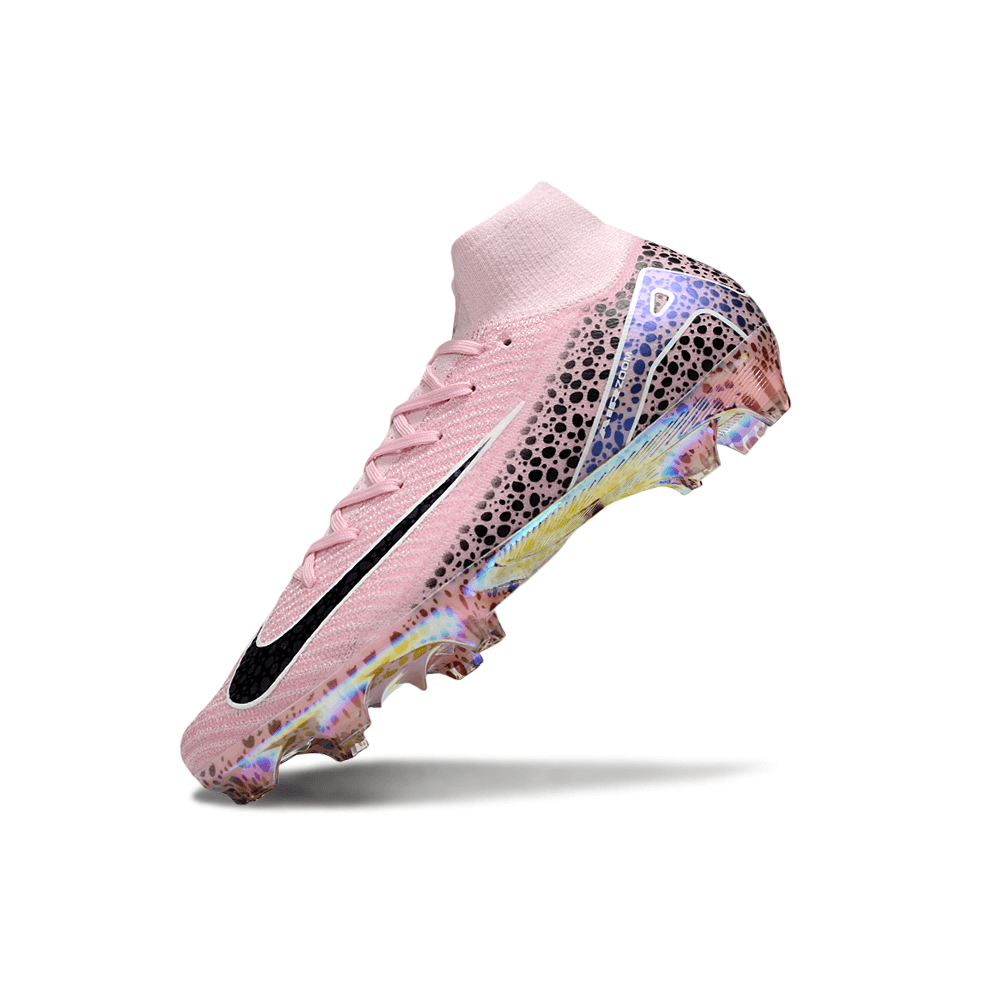 Chuteira Nike Air Zoom Mercurial Superfly 10 Elite FG Rosa Tiger em destaque, ideal para velocidade e controle em campo.