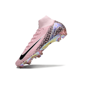 Chuteira Nike Air Zoom Mercurial Superfly 10 Elite FG Rosa Tiger em destaque, ideal para velocidade e controle em campo.