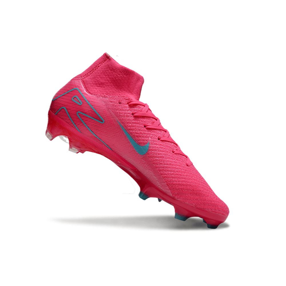 Chuteira Nike Air Zoom Mercurial Superfly 10 Elite FG Rosa em destaque com design vibrante e aerodinâmico.