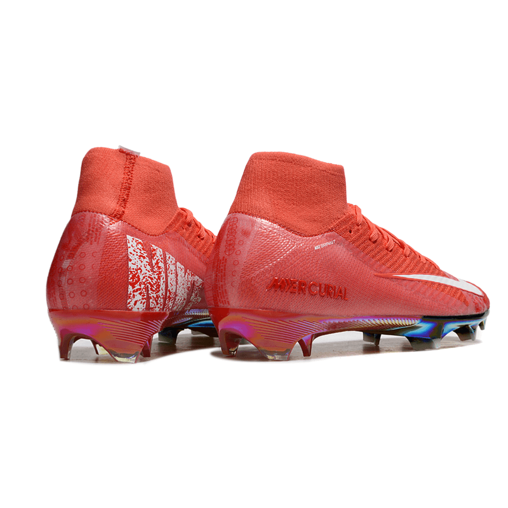 Chuteira Nike Air Zoom Mercurial Superfly 10 Elite FG Vermelha com design vibrante e tecnologia avançada.