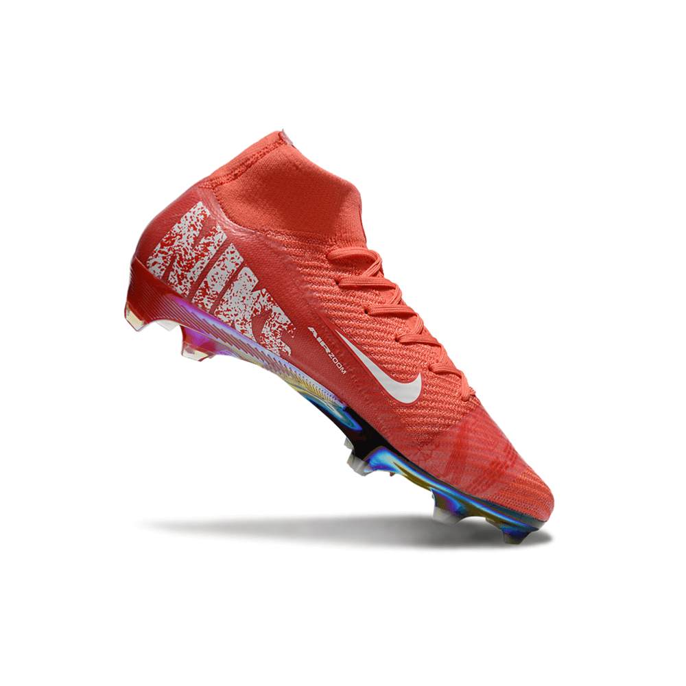 Chuteira Nike Air Zoom Mercurial Superfly 10 Elite FG Vermelha em destaque com design aerodinâmico.
