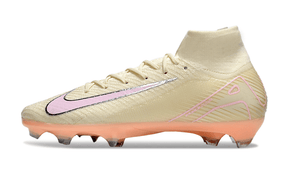 Chuteira Nike Air Zoom Mercurial Superfly 10 Edição Especial Elite FG - Branca e Salmão modelo lateral