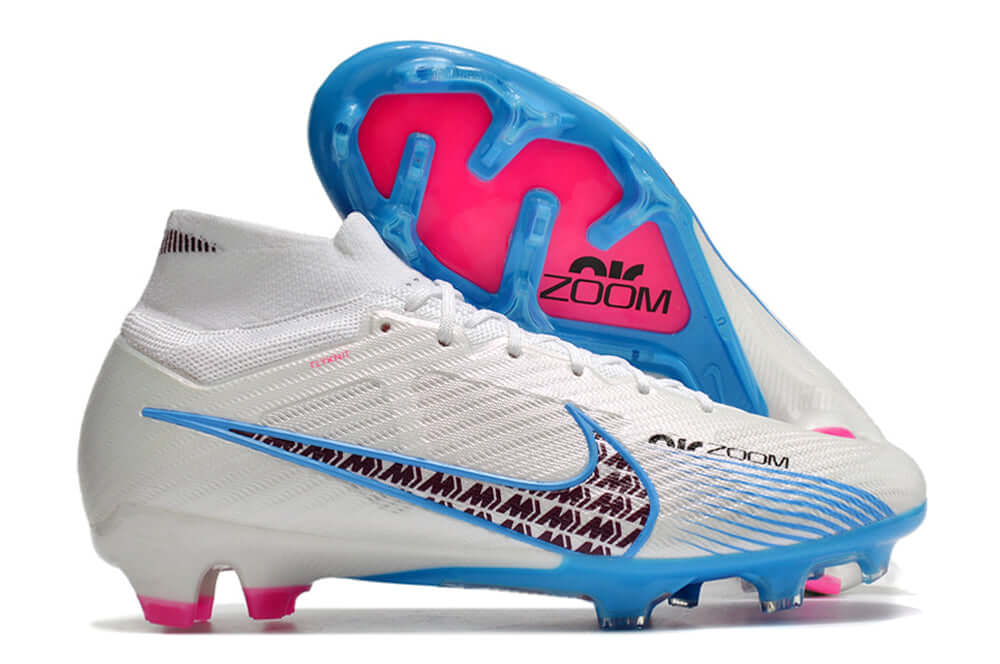 Chuteira Nike Air Zoom Mercurial Superfly 9 Elite FG em detalhe, com design moderno e cores vibrantes.