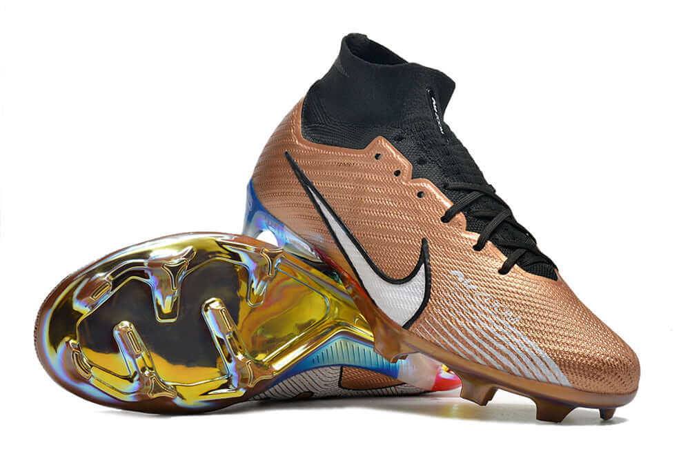 Chuteira Nike Air Zoom Mercurial Superfly 9 Elite FG com sola FG e design moderno em cor cobre.