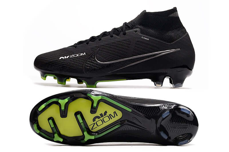 Chuteira Nike Air Zoom Mercurial Superfly 9 Elite FG com design aerodinâmico e sola de alta tração para futebol.