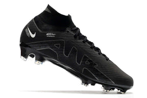 Chuteira Nike Air Zoom Mercurial Superfly 9 Elite FG em preto, focada em velocidade e controle de bola.