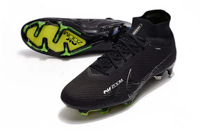 Chuteira Nike Air Zoom Mercurial Superfly 9 Elite FG em preto com sola verde e tecnologia Air Zoom