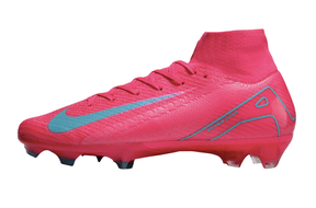Chuteira Nike Air Zoom Mercurial Superfly IIX Elite FG35-45 em cor rosa com detalhe azul