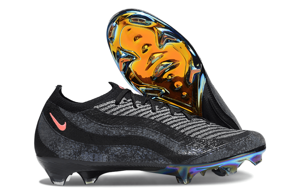 Chuteira Nike AIR Zoom Mercurial Vapor 16 Elite AIR MAX 95 FG - Preta com design inovador e tecnologia de amortecimento.