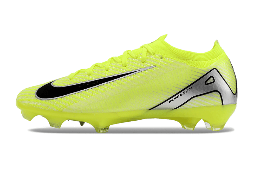 Chuteira Nike Air Zoom Mercurial Vapor 16 Elite FG em amarelo e preto, ideal para desempenho em campo.