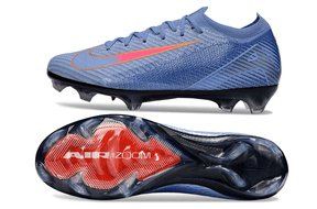Chuteira Nike Air Zoom Mercurial Vapor 16 Elite FG - Azul e Vermelha vista lateral e sola