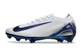 Chuteira Nike Air Zoom Mercurial Vapor 16 Elite FG Branca e Azul vista lateral