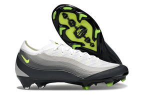 Chuteira Nike AIR Zoom Mercurial Vapor 16 Elite AIR MAX 95 FG - Branca e Preta vista lateral com sola verde
