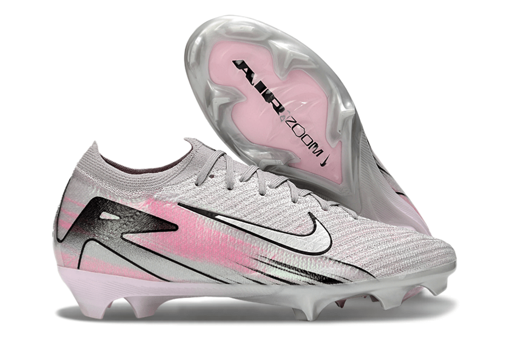 Chuteira Nike Air Zoom Mercurial Vapor 16 Elite FG - Prata e Rosa, com design inovador e tecnologia Air Zoom.