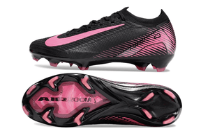 Chuteira Nike Air Zoom Mercurial Vapor 16 Elite FG Preta e Rosa com design aerodinâmico e tecnologia avançada.