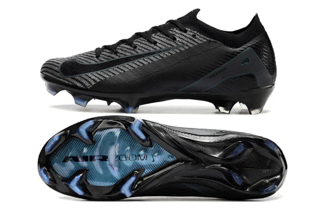 Chuteira Nike Air Zoom Mercurial Vapor 16 Elite FG - Preto com design sleek e sola inovadora em preto.