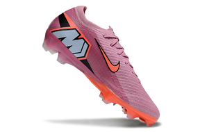 Chuteira Nike Air Zoom Mercurial Vapor 16 Elite FG - Rosa - Pack Scary Good em destaque nos tons rosa e laranja.