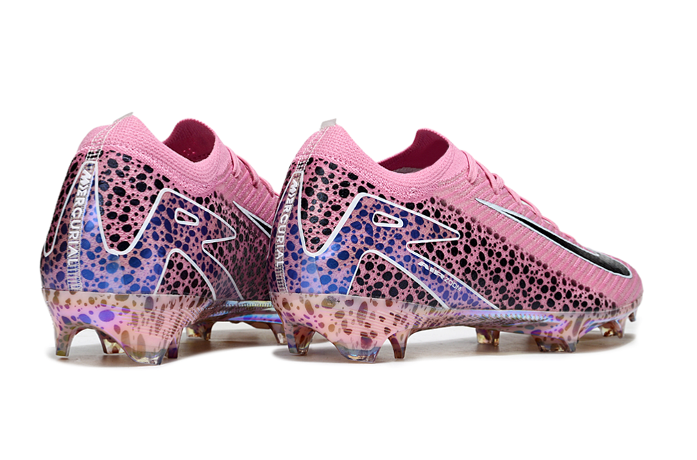 Chuteira Nike Air Zoom Mercurial Vapor 16 Elite FG - Rosa em vista traseira com design vibrante e tecnologia de desempenho.