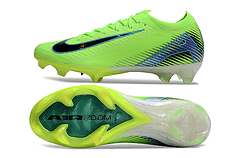 Chuteira Nike Air Zoom Mercurial Vapor 16 Elite FG Verde e Preto vista lateral e inferior