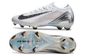 Chuteira Nike Air Zoom Mercurial Vapor 16 Edição Especial Elite FG -Branco e Preto - vista lateral e inferior