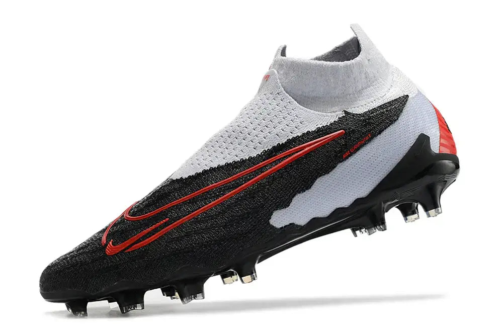 Chuteira Nike Gripknit Phantom GX Elite Dynamic Fit FG Branca, Preta e Vermelha
