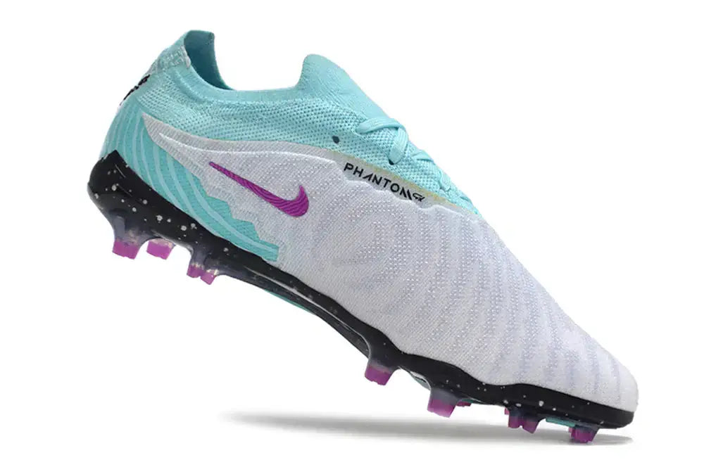 Chuteira Nike Gripknit Phantom GX Elite Dynamic Fit FG Branca e Verde Oceano