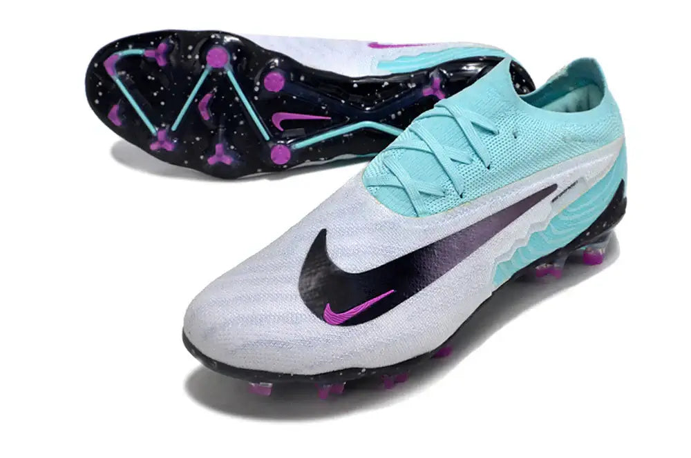 Chuteira Nike Gripknit Phantom GX Elite Dynamic Fit FG Branca e Verde Oceano