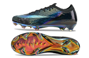 Chuteira Nike Mercurial Air Zoom Vapor 16 Edição Especial Elite Cosmic FG em ângulos diferentes, mostrando design e detalhes.