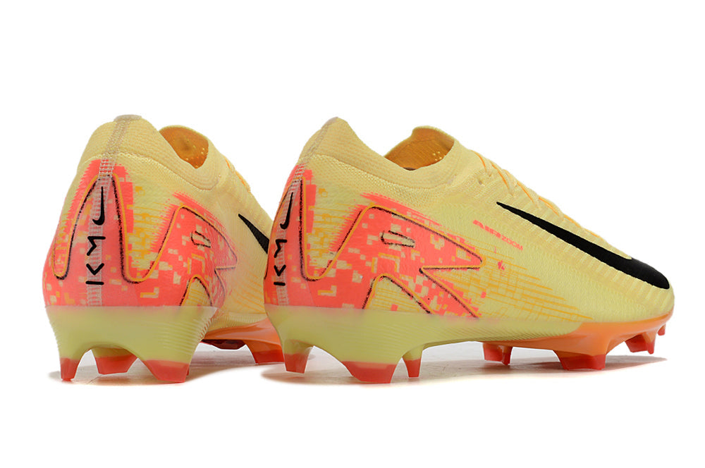 Chuteira Nike Mercurial Air Zoom Vapor 16 Elite FG Amarelo e Laranja com design inovador e tecnologia avançada.