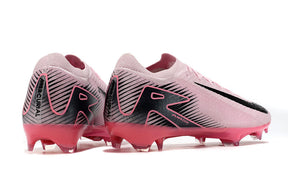 Chuteira Nike Mercurial Air Zoom Vapor 16 Elite FG Rosa e Preto vista traseira com detalhes em rosa e preto.