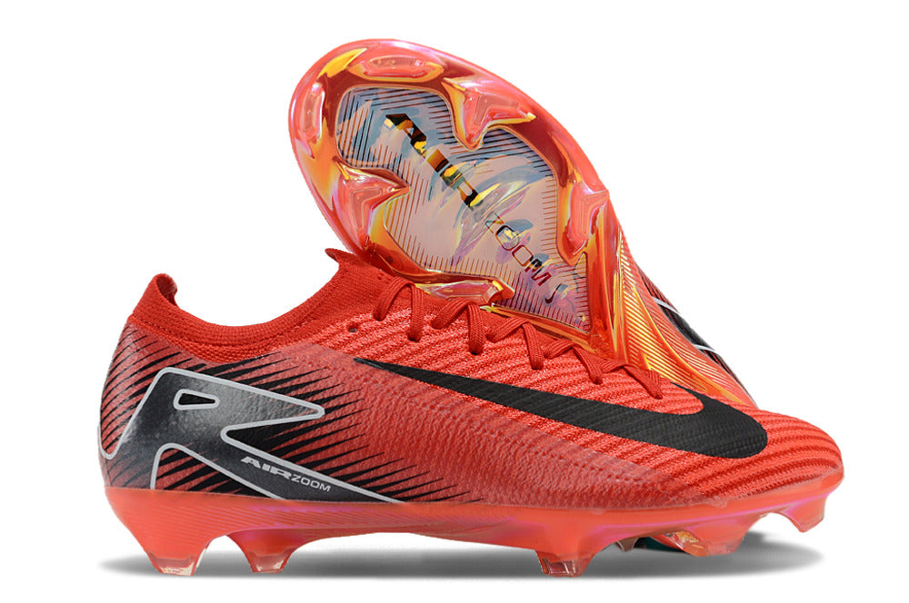 Chuteira Nike Mercurial Air Zoom Vapor 16 Elite FG Vermelha e Preto com design aerodinâmico e tecnologia de ponta.