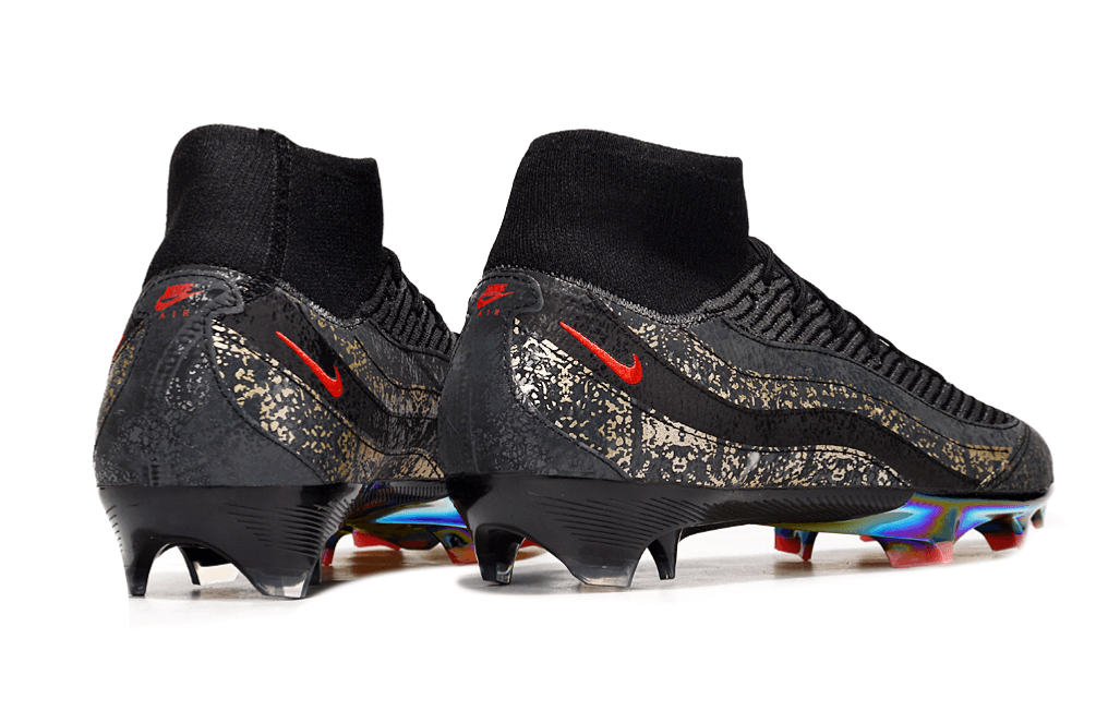 Chuteira Nike Mercurial Superfly 10 Air Max 95 Elite FG - Preto com design aerodinâmico e tecnologia Air Max 95.