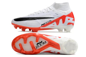 Chuteira Nike Mercurial superfly 9 Air Zoom Ultra FG Branca e Vermelha com design icónico e tecnologia de ponta.