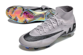 Chuteira Nike Mercurial superfly 9 Air Zoom Ultra FG Cinza com sola colorida e design elegante