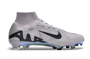 Chuteira Nike Mercurial superfly 9 Air Zoom Ultra FG Cinza lateral em fundo branco