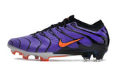 Chuteira Nike Mercurial Vapor 15 Air TN FG Roxa, Preto e Laranja em detalhe lateral.