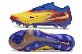 Chuteira Nike Phantom 6 Edição Especial Haaland Elite  FG - Azul, Amarela e Vermelha com design dinâmico e tecnologia avançada.