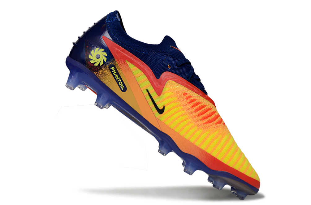 Chuteira Nike Phantom 6 Elite AG Amarela e Azul - Erling Haaland com design vibrante e tecnologia avançada.